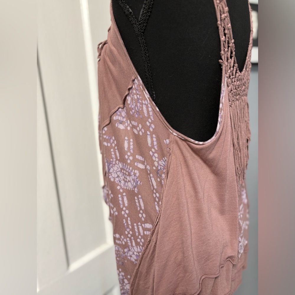 Free People Retired Vintage Boho Chic Mauve Tank Top - Picture 4 of 8